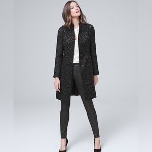 White House Black Market Black Sparkle Trench Coat Size XS
